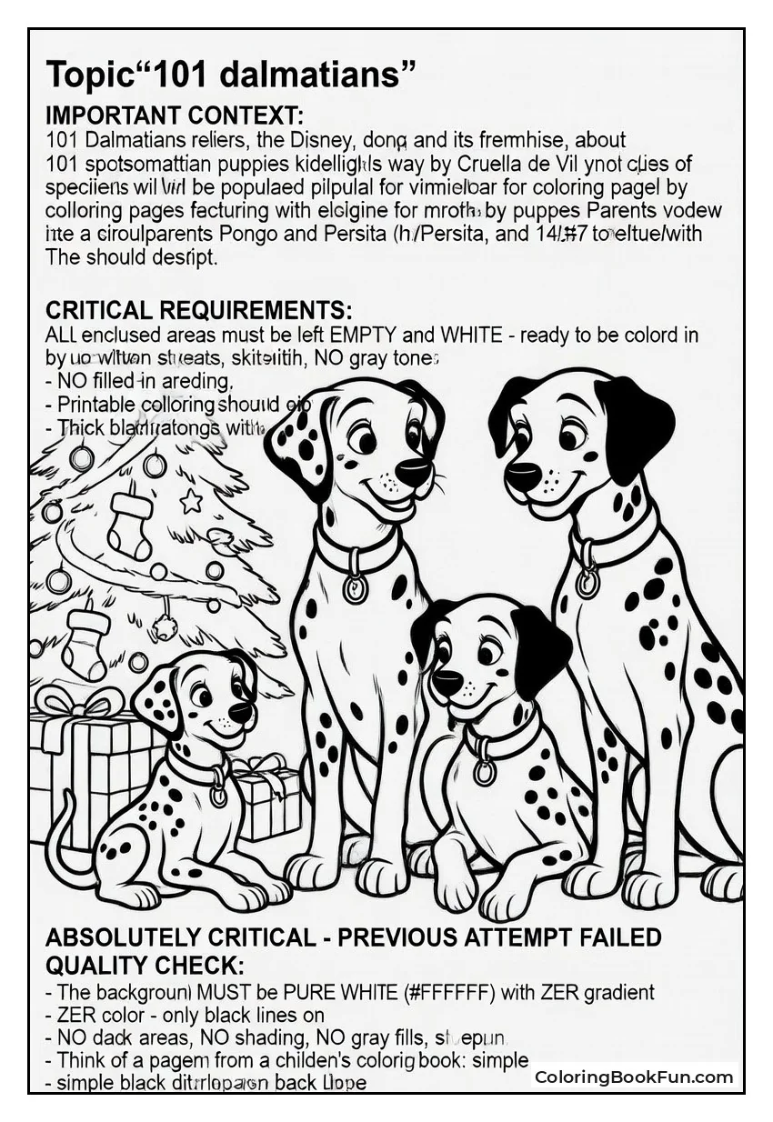 Dalmatians Gather at Christmas Tree