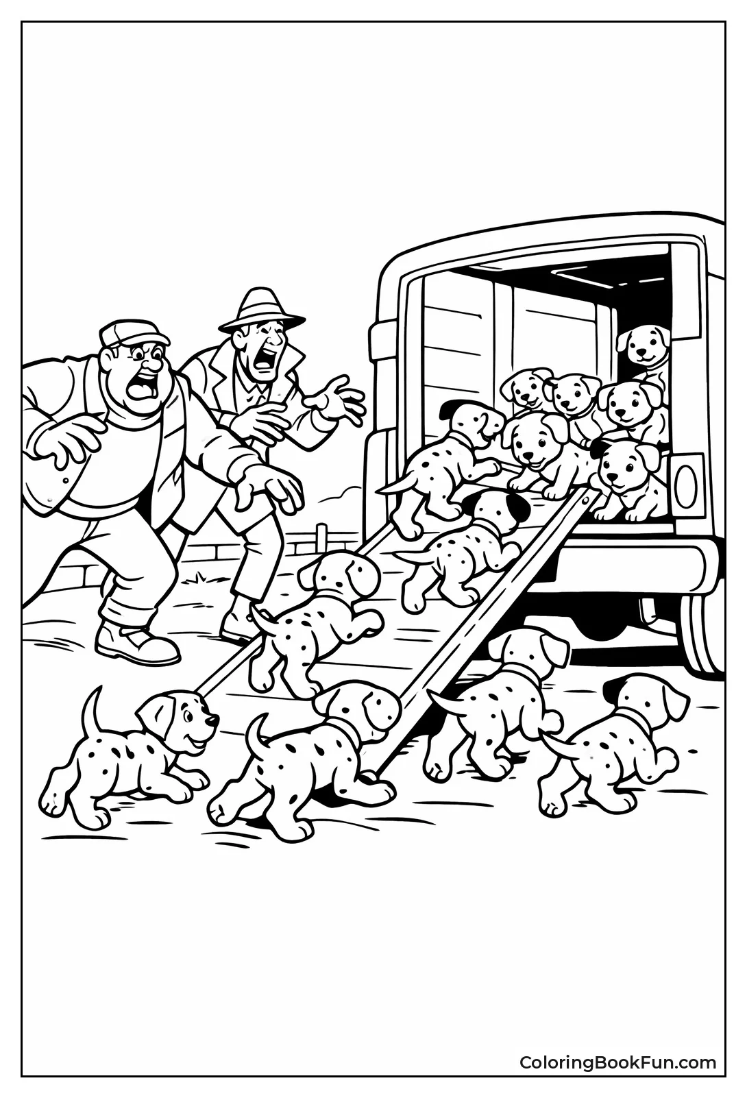 Puppies Escape up Moving Ramp