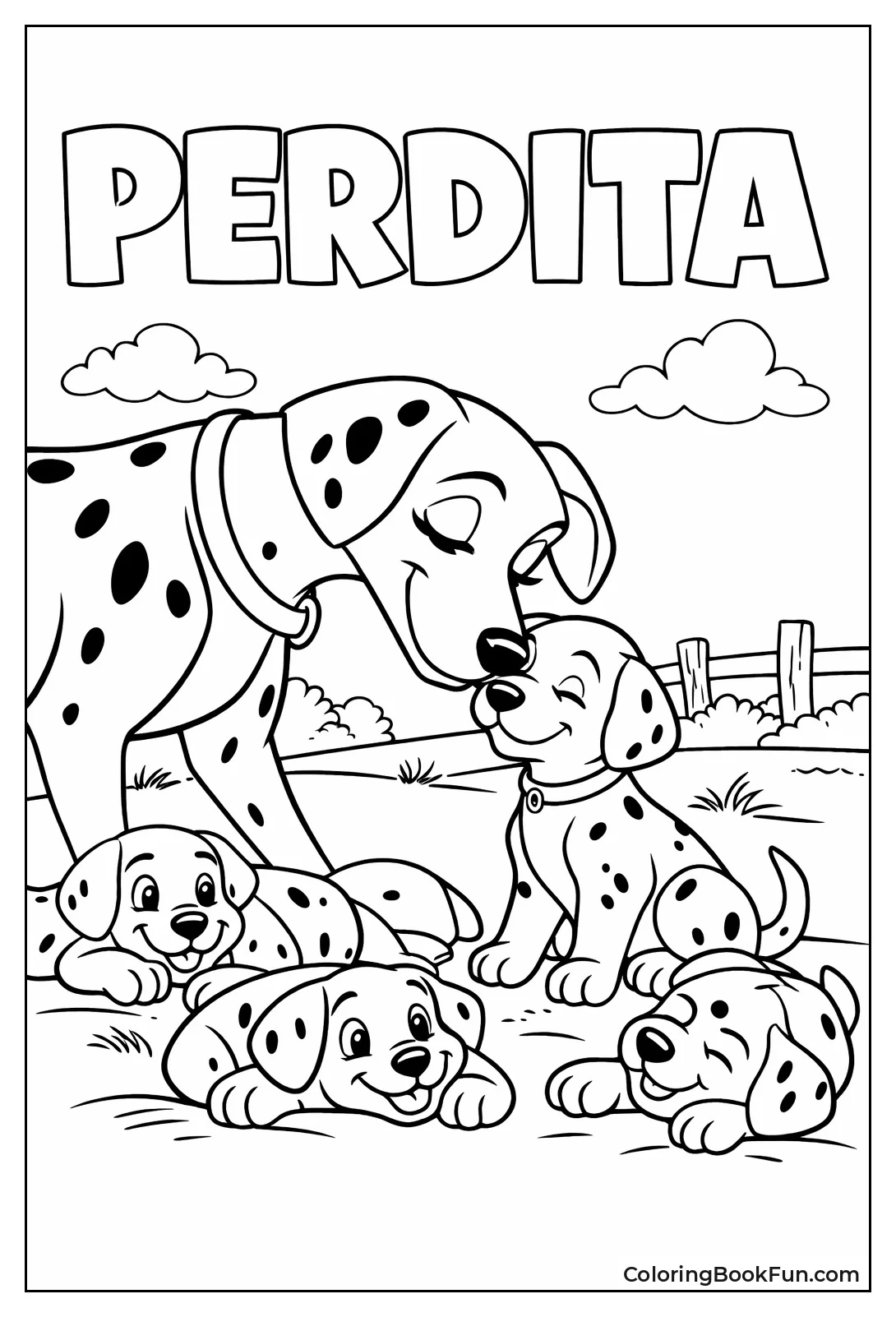 Perdita Nuzzling Her Puppy