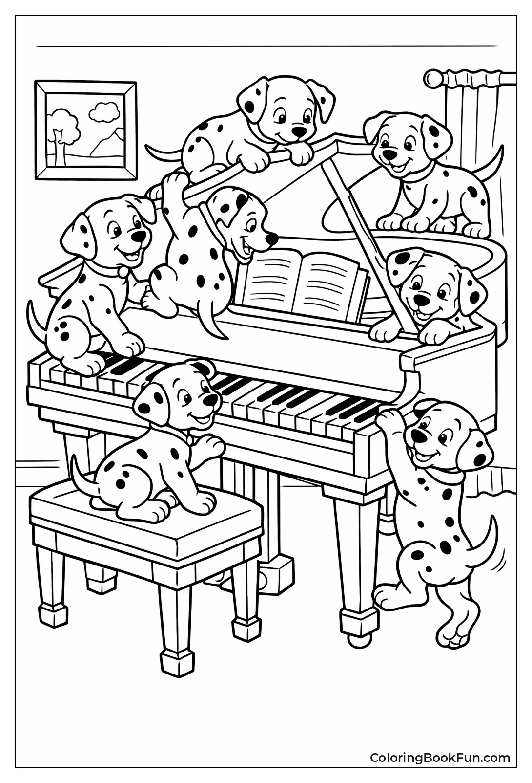 Puppies Climbing Grand Piano