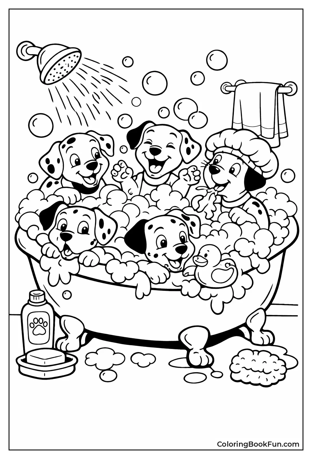 Puppies Splashing in Bubbles