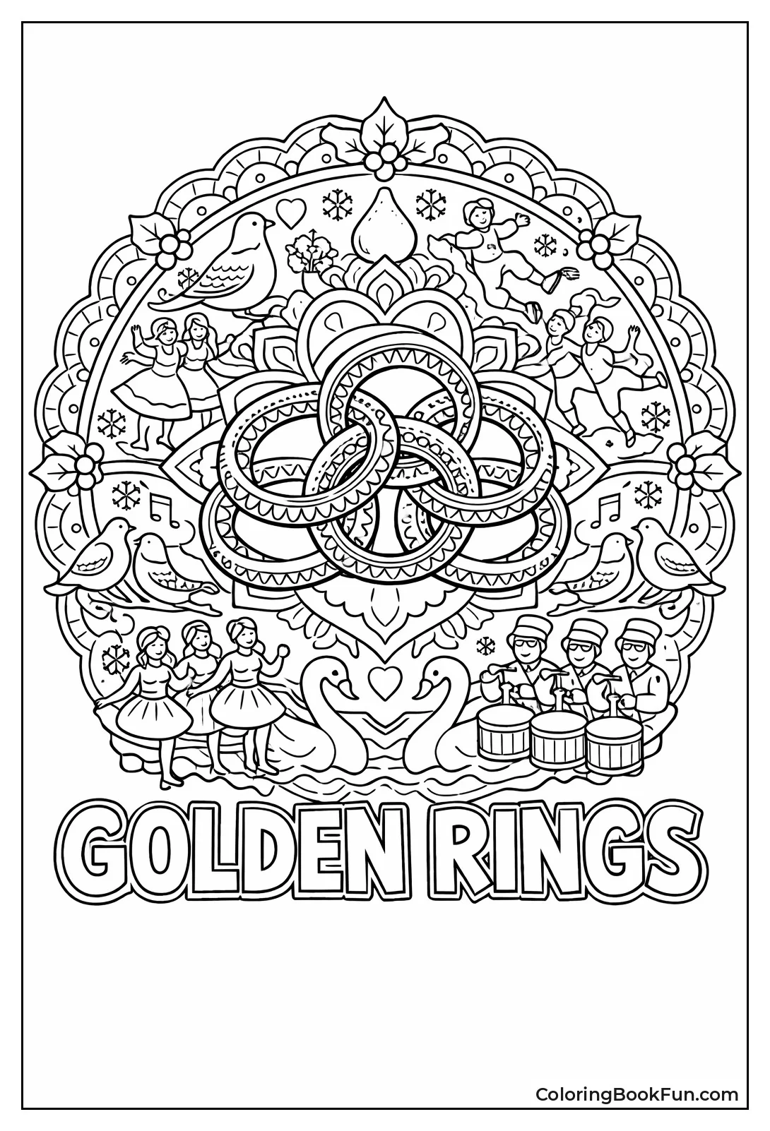 Golden Rings Mandala Design