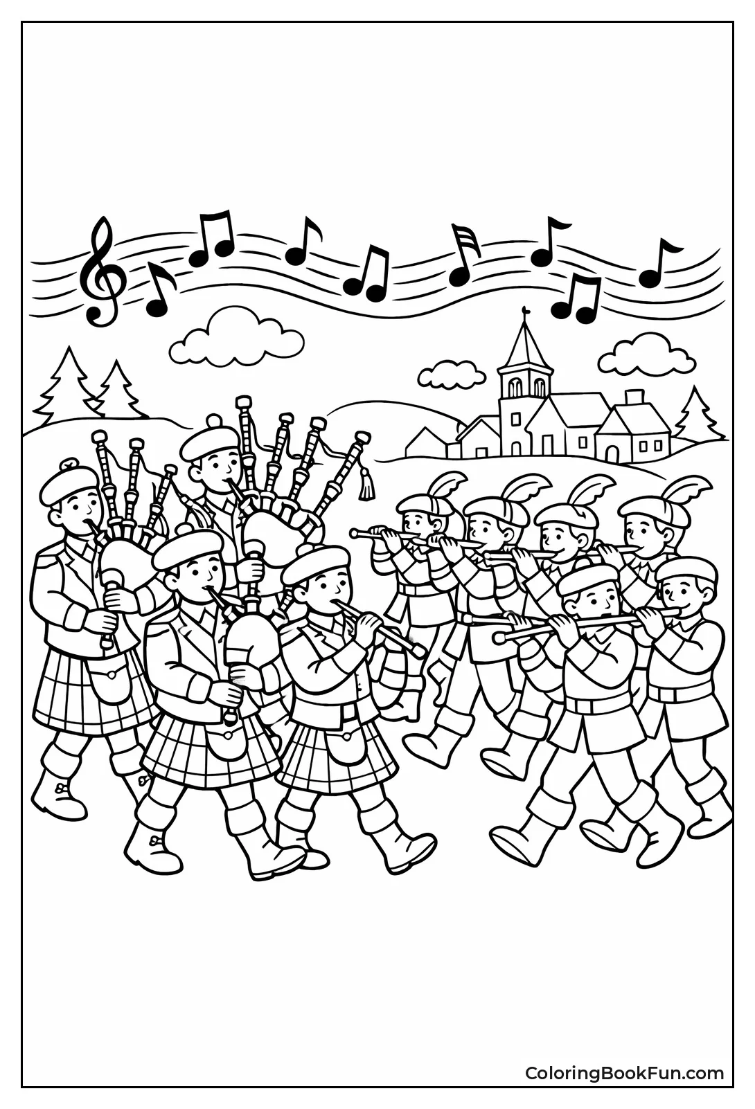 Eleven Pipers in Parade