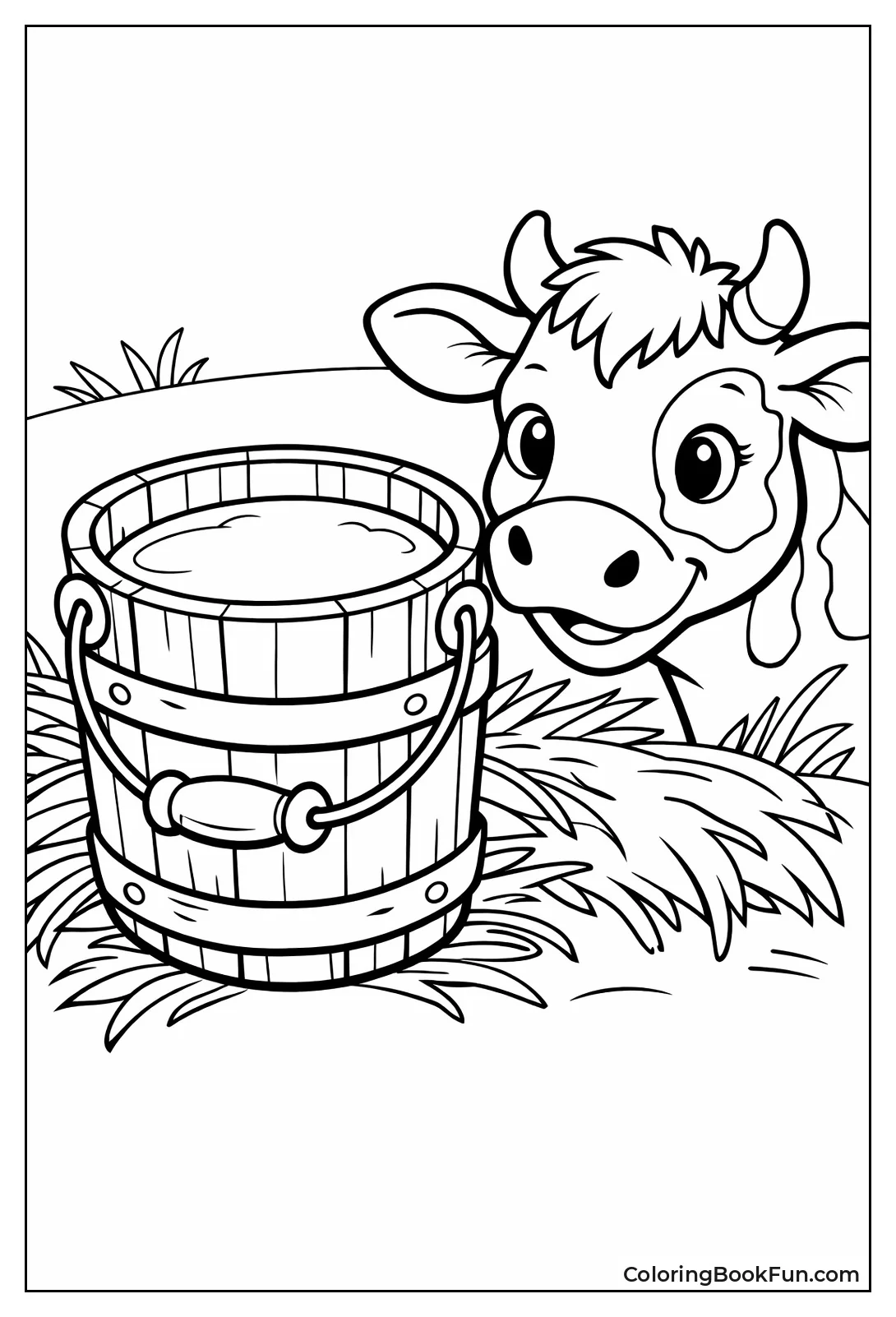Milk Pail with Curious Cow