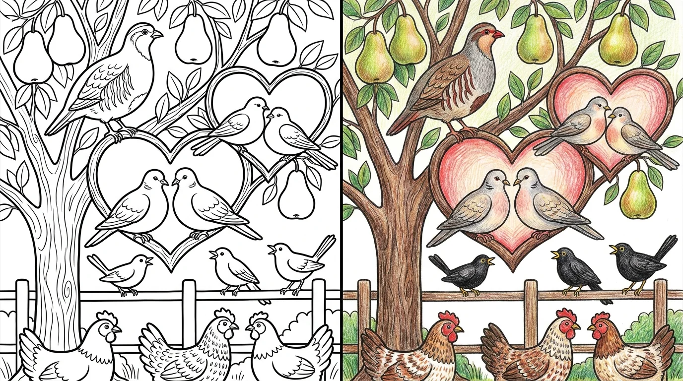 12 days of christmas coloring pages