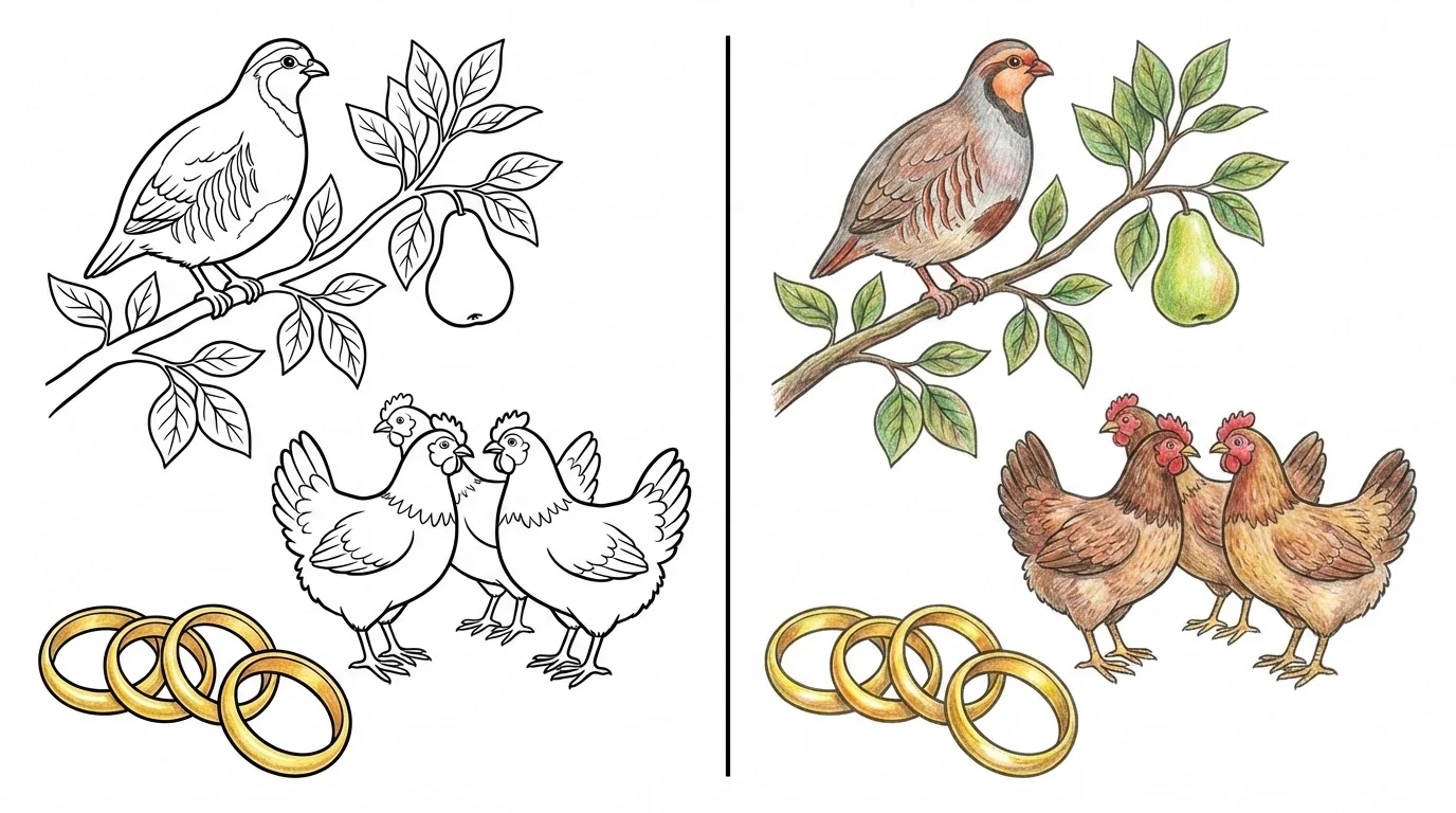 12 days of christmas coloring pages