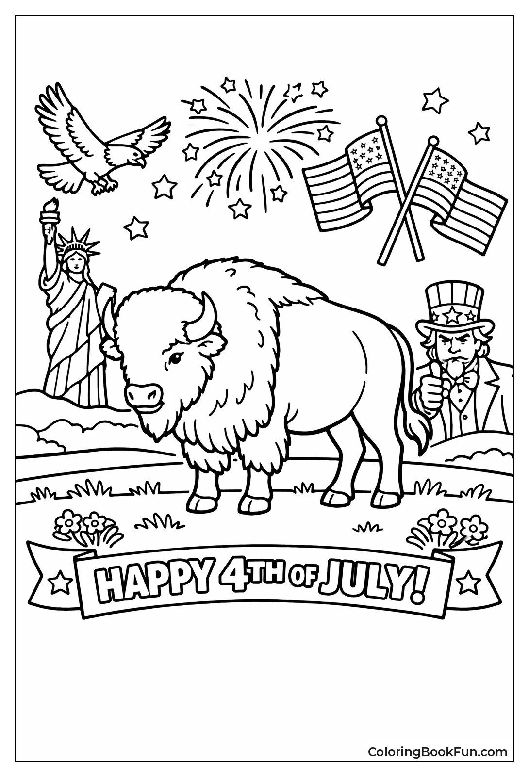 Bison Standing on Prairie