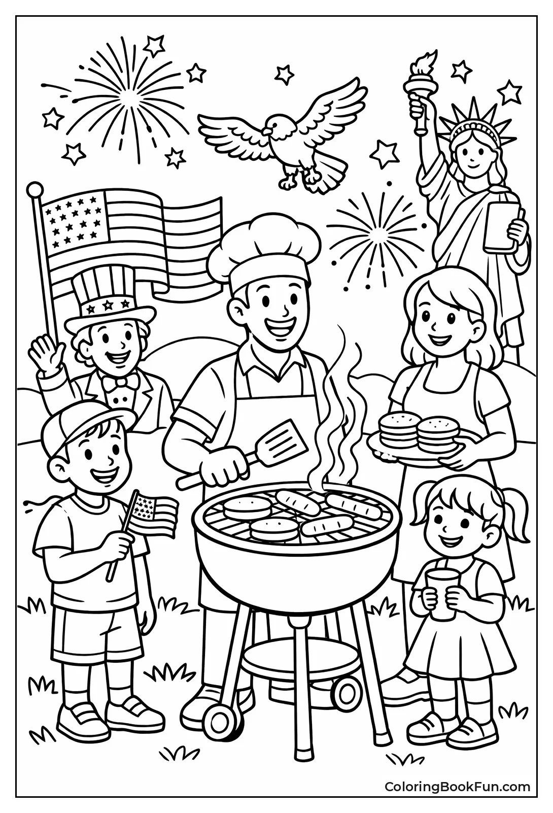 Family Grilling Backyard Barbecue