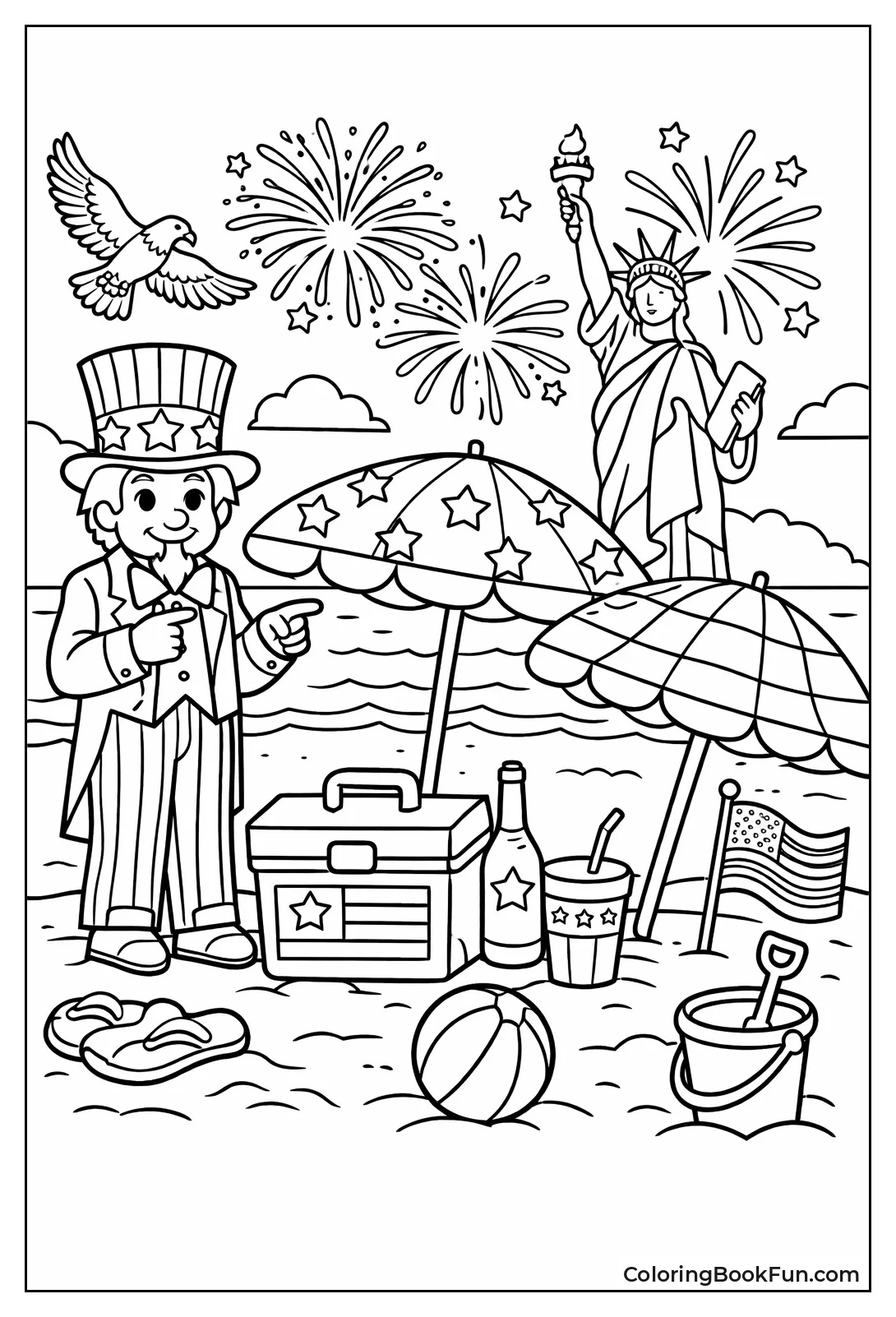 Beach Picnic with Fireworks