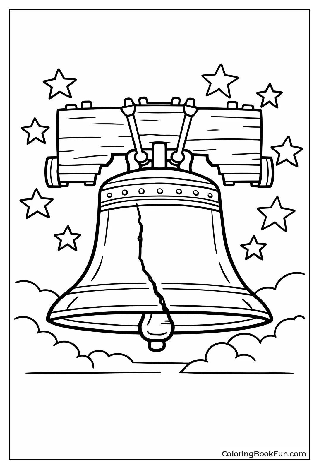 Cracked Liberty Bell with Stars