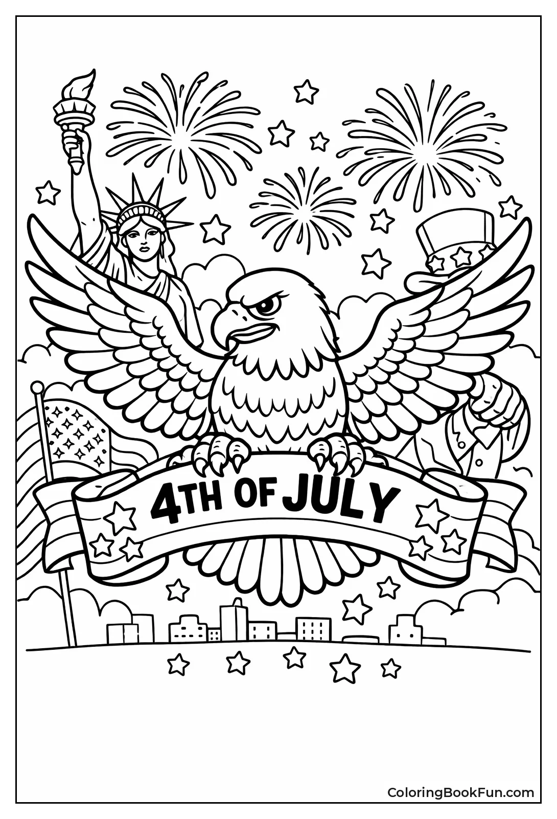 Eagle Clutching Striped Banner