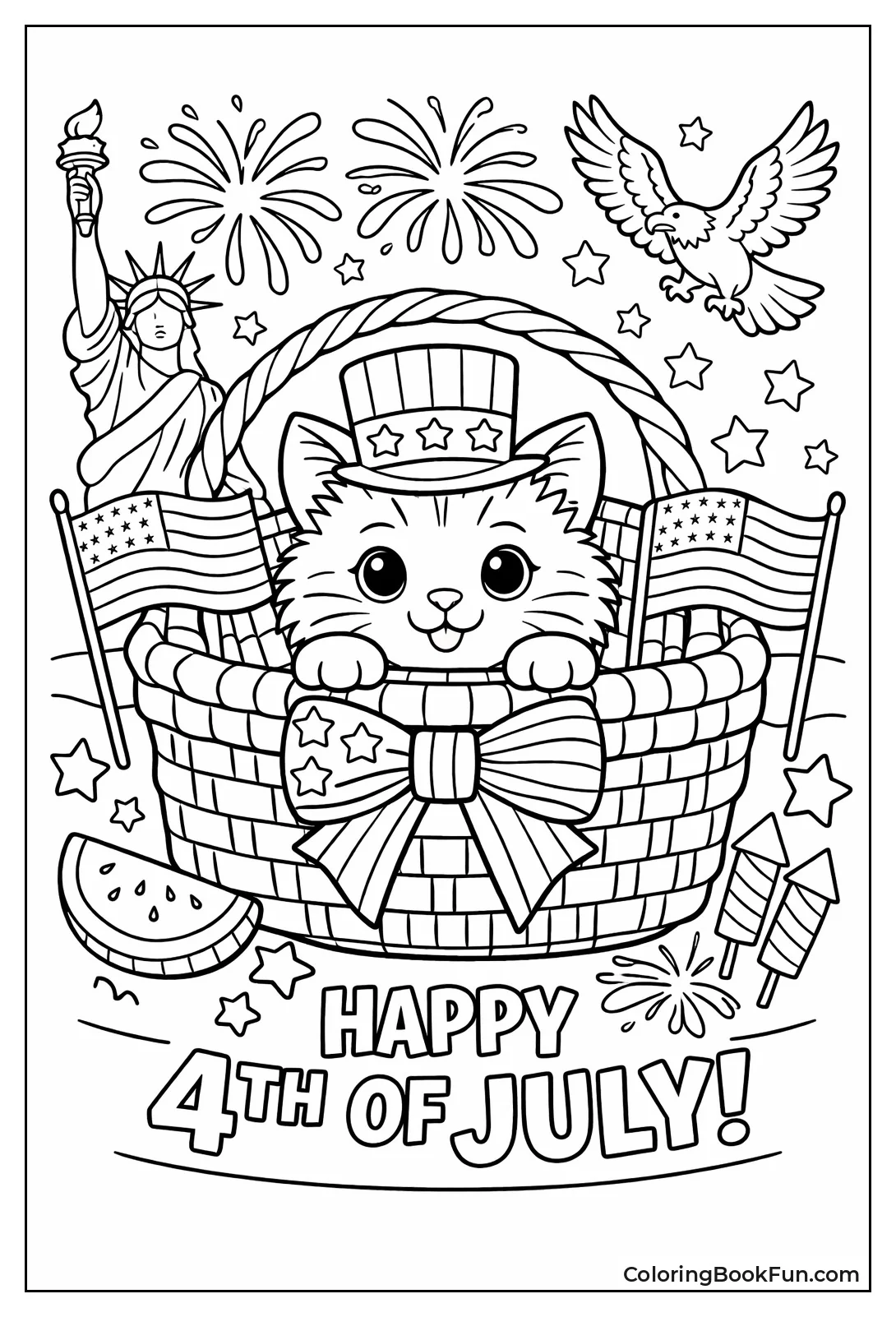 Kitten in Picnic Basket