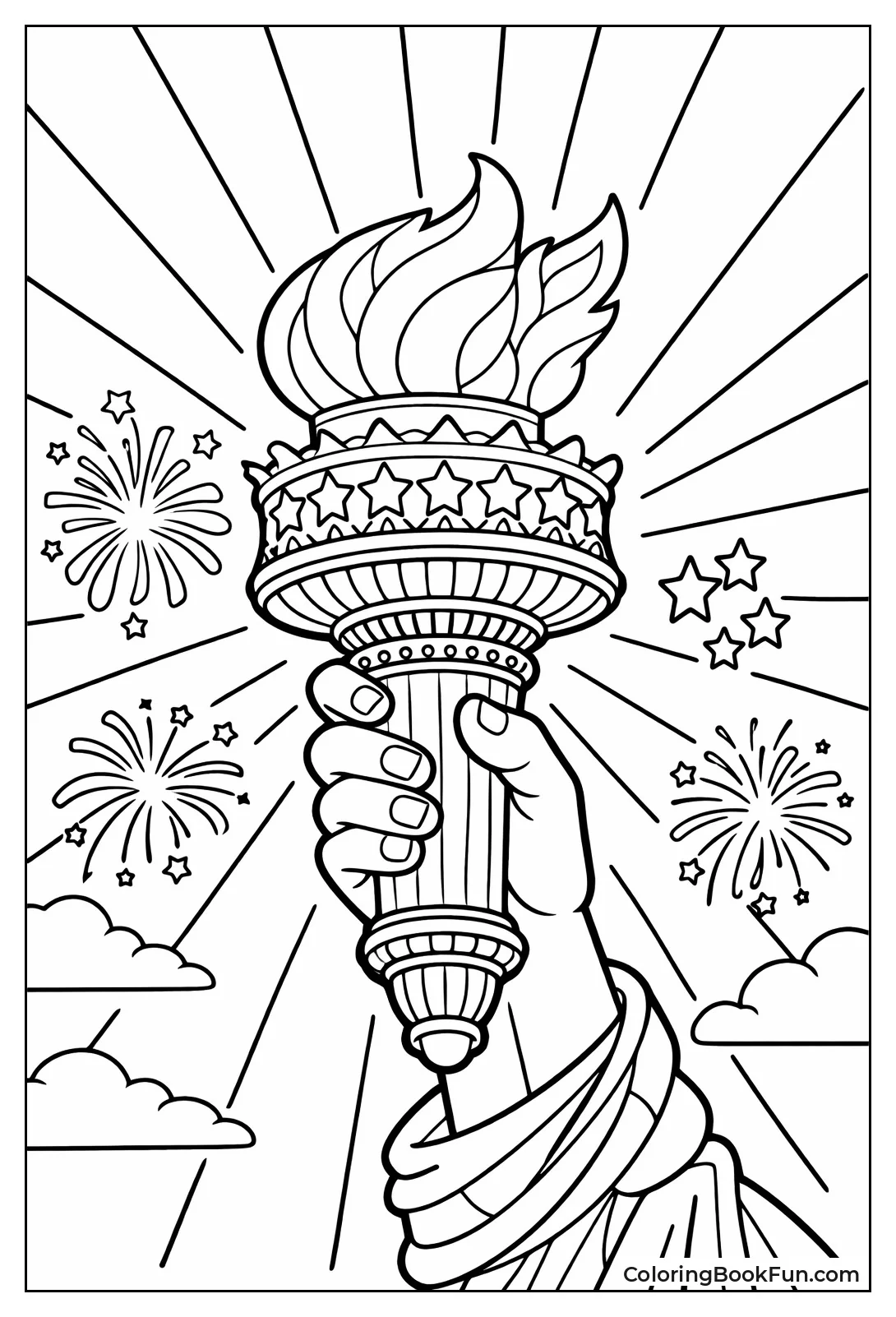 Flaming Liberty Torch Closeup