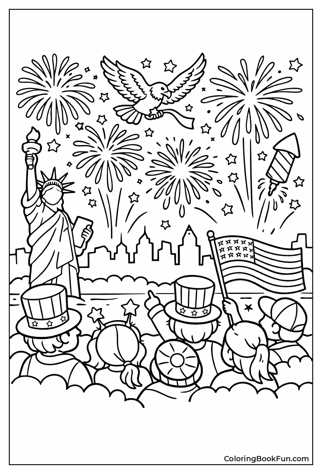 Crowd Watching Night Fireworks