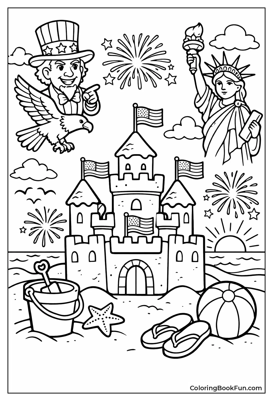 Sandcastle Topped with Flags