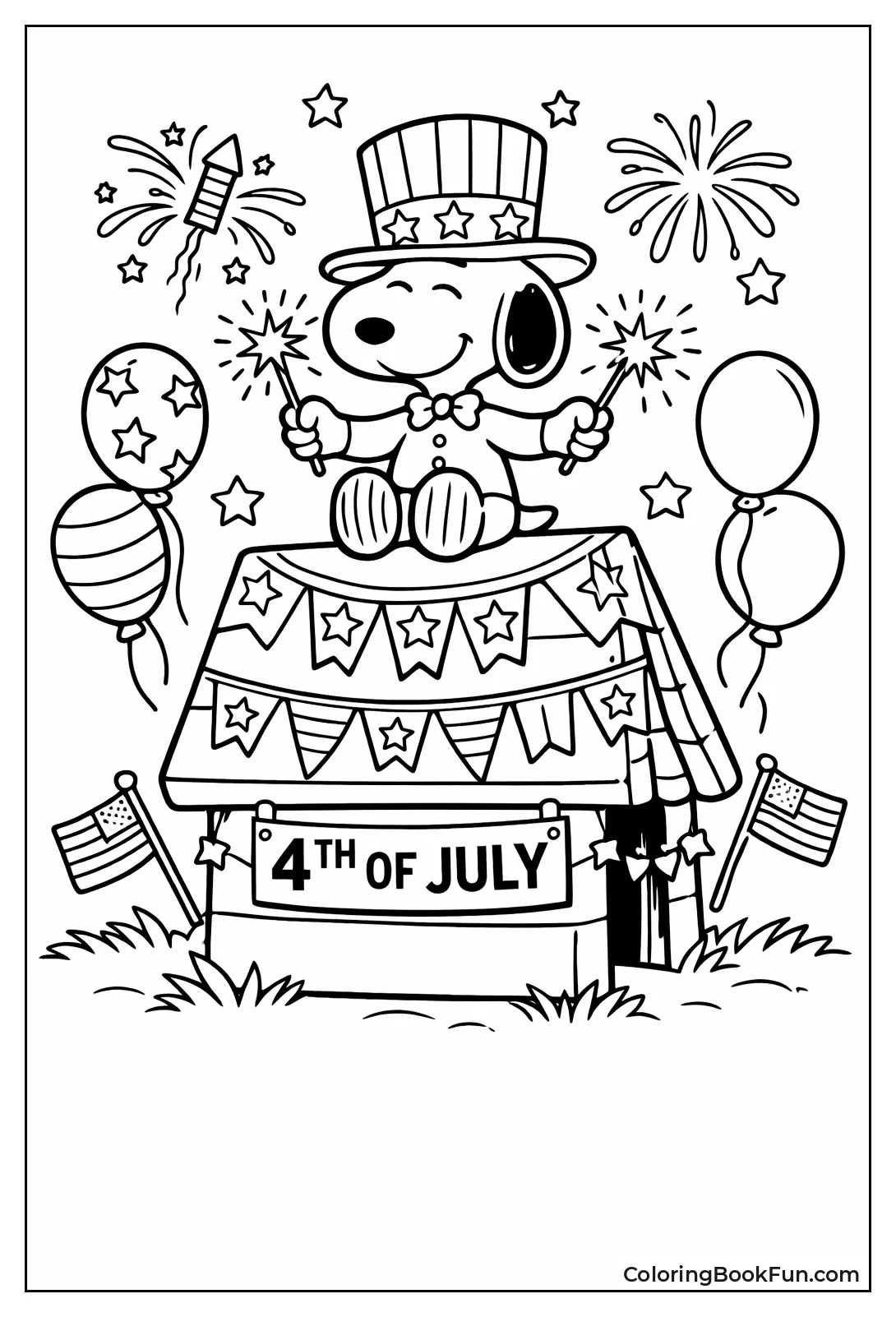 Snoopy Celebrating with Flags