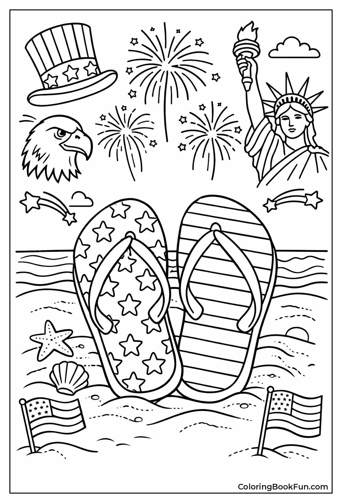 Flip Flops on Patriotic Sand