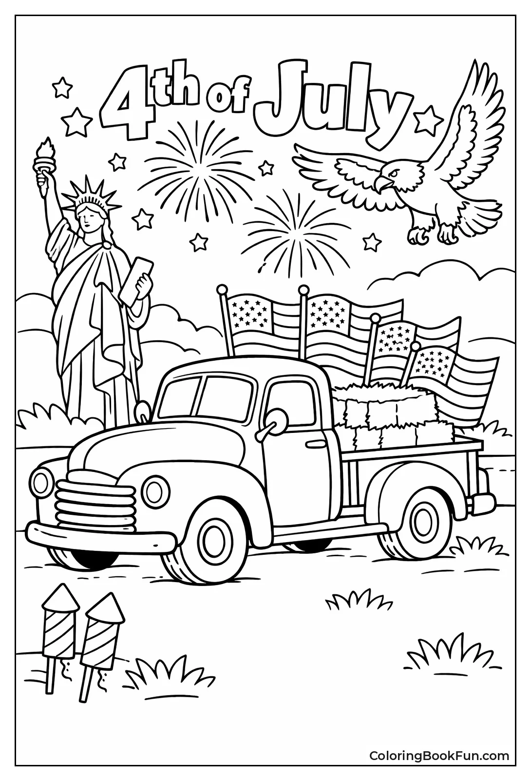 Vintage Truck Loaded with Flags