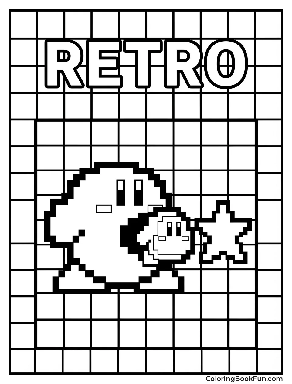 Retro Pixel Kirby Grid