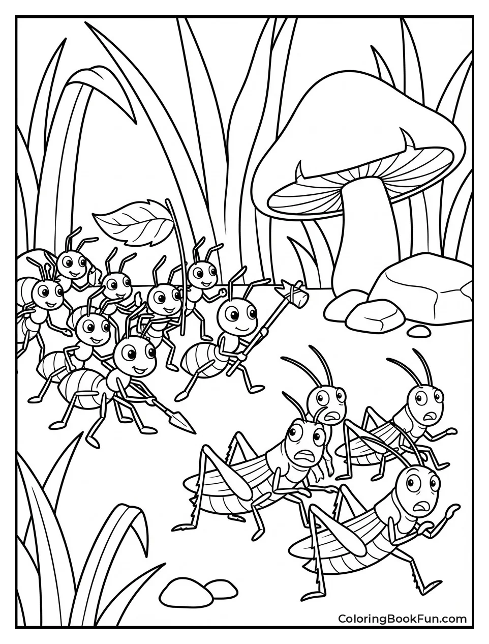 Ants Chase Grasshoppers Away