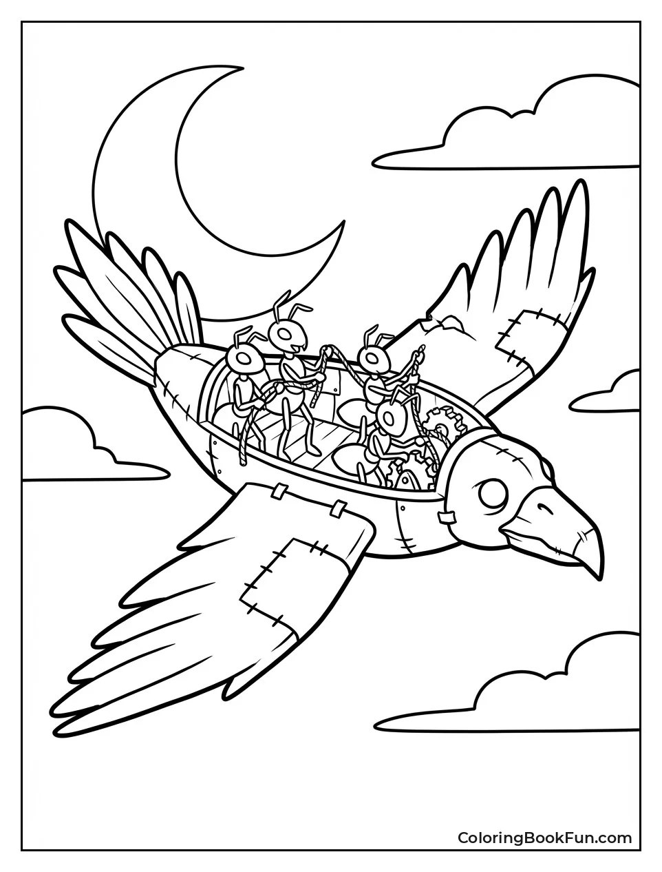 Fake Bird Flies by Moon