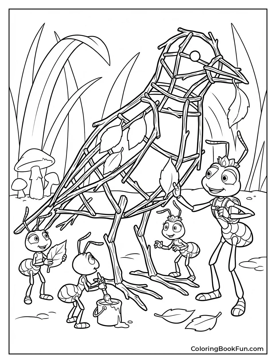 Flik Builds Bird with Scouts