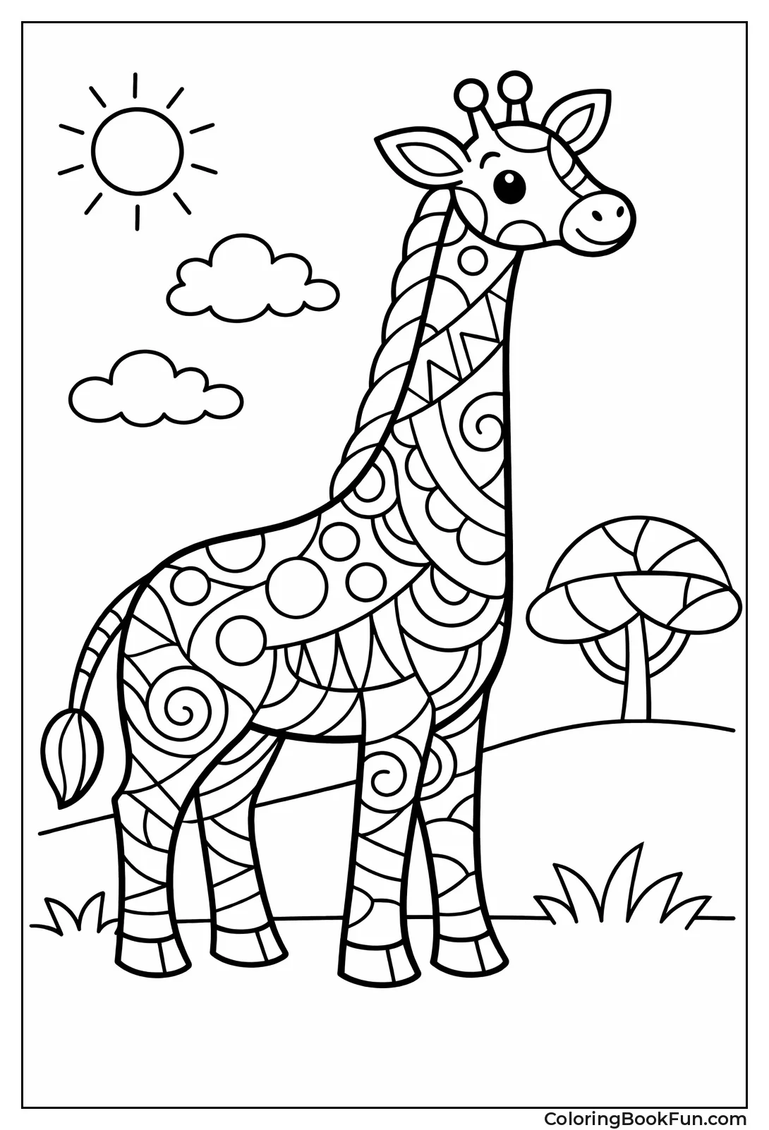 Abstract Giraffe with Flowing Lines