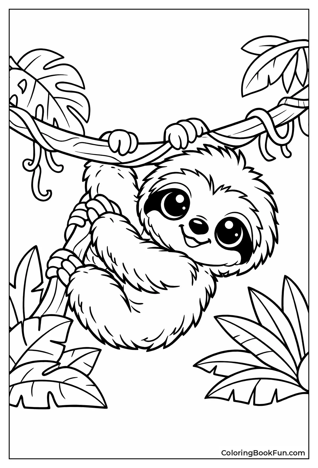 Baby Sloth Clings to Vine