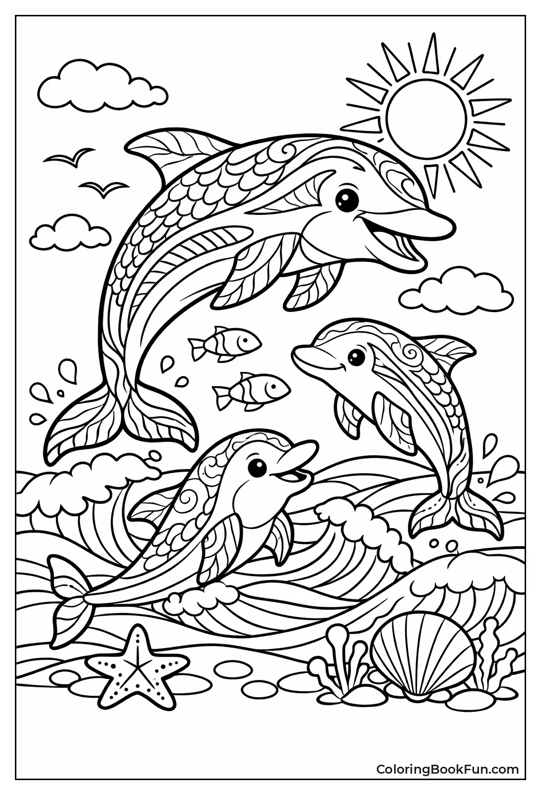 Detailed Finned Dolphin Scene