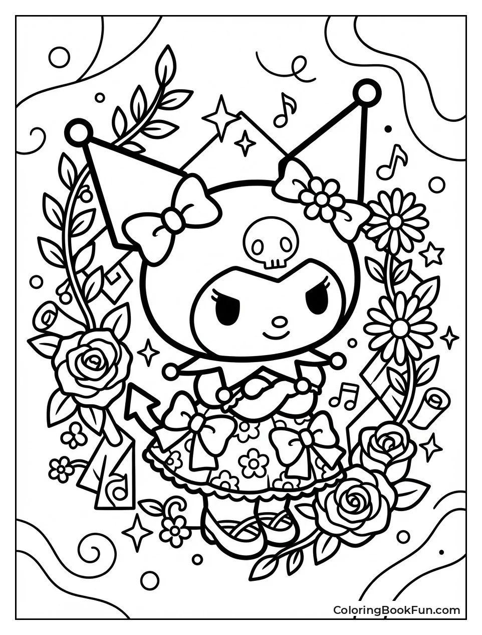 Aesthetic Kuromi in Floral Patterns