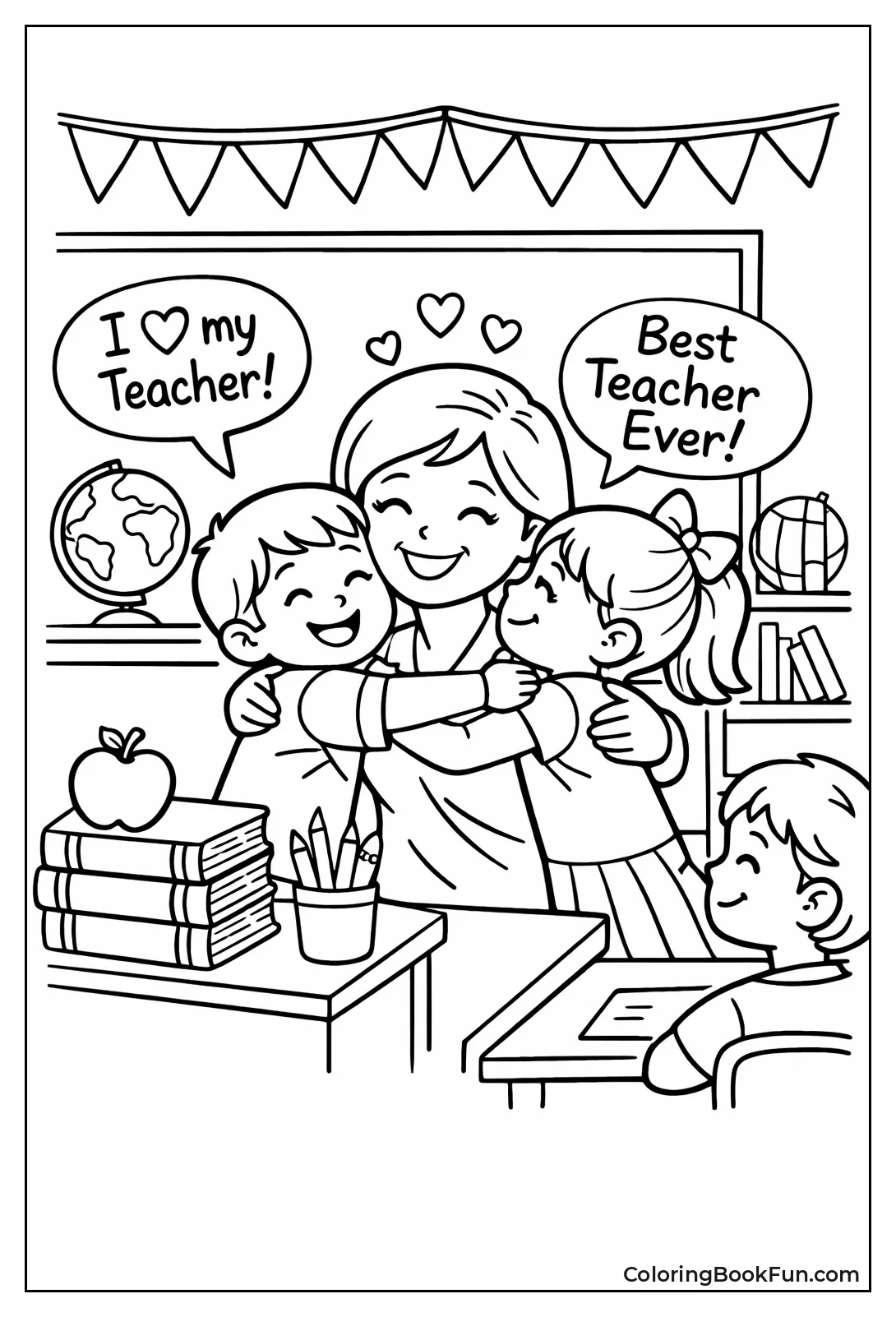 Student Embracing Loving Teacher Hearts