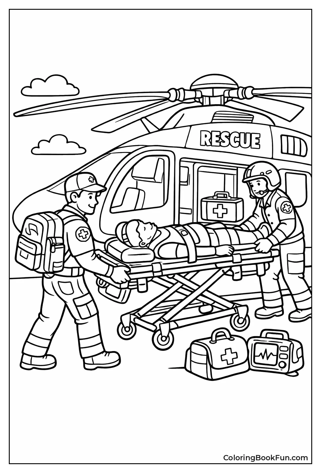 Paramedic Loads Helicopter Patient