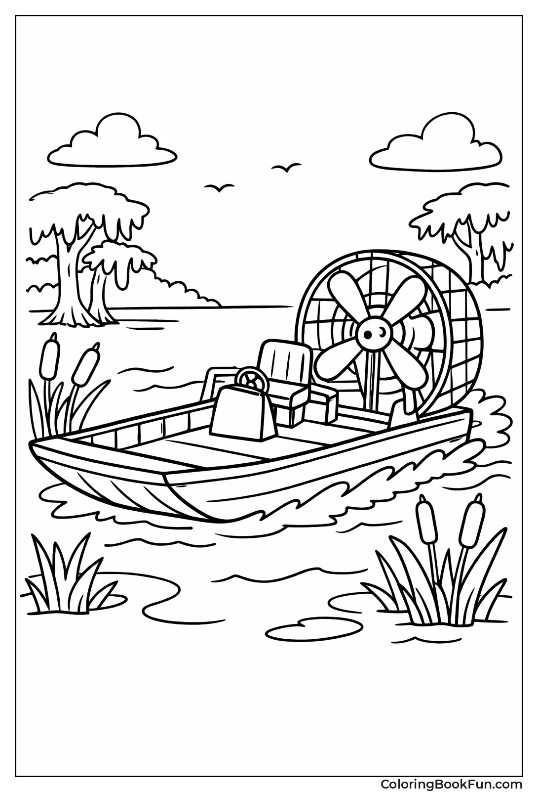 Airboat in Swamp Reeds