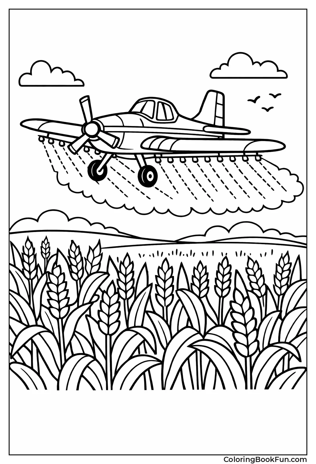 Crop Duster Sprays Tall Fields