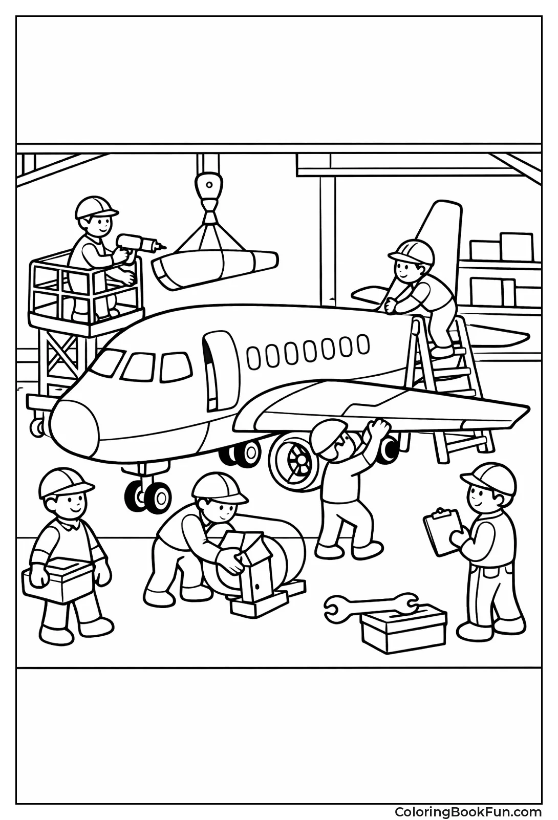 Workers Build Plane on Line