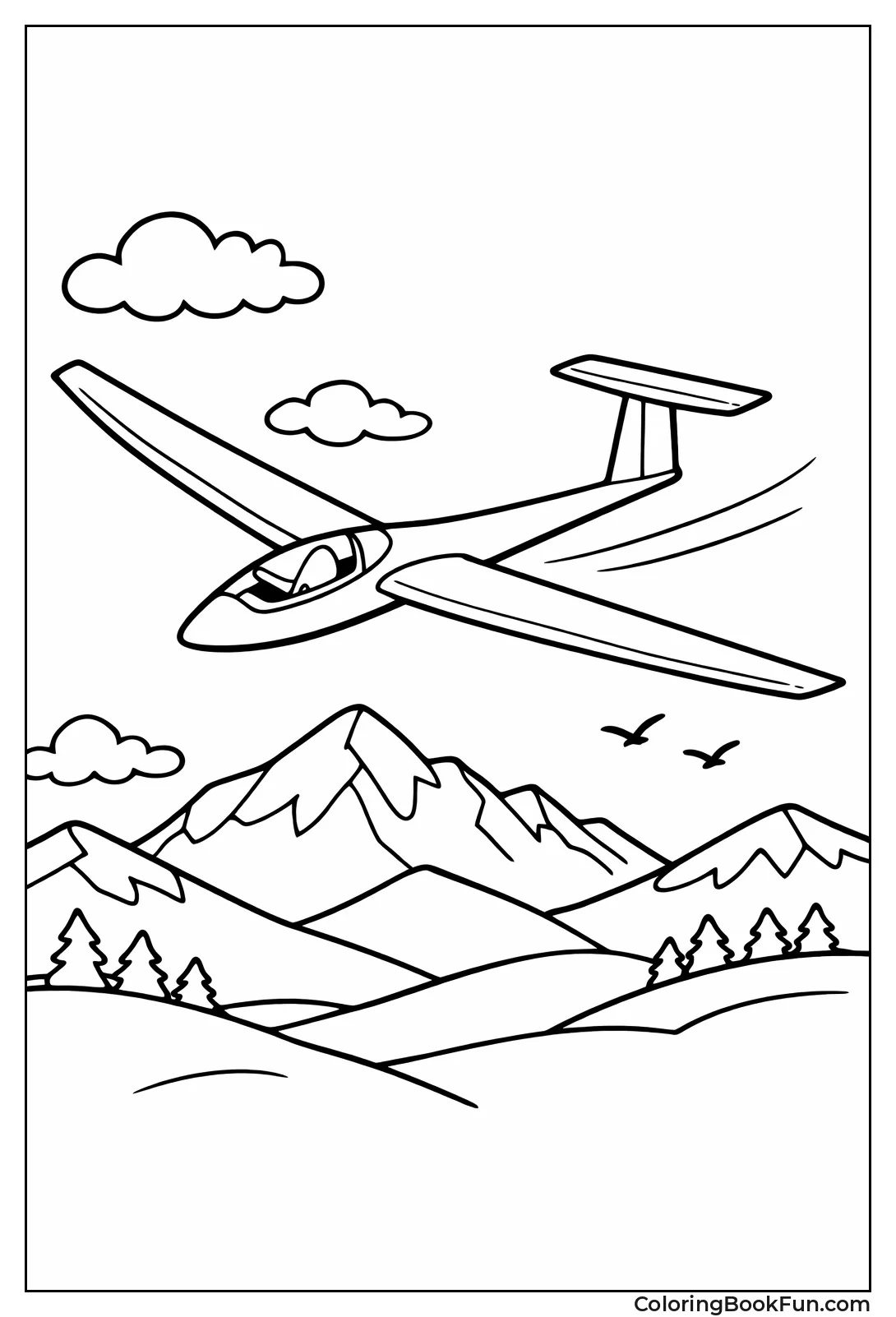 Glider Soars over Mountains Silently