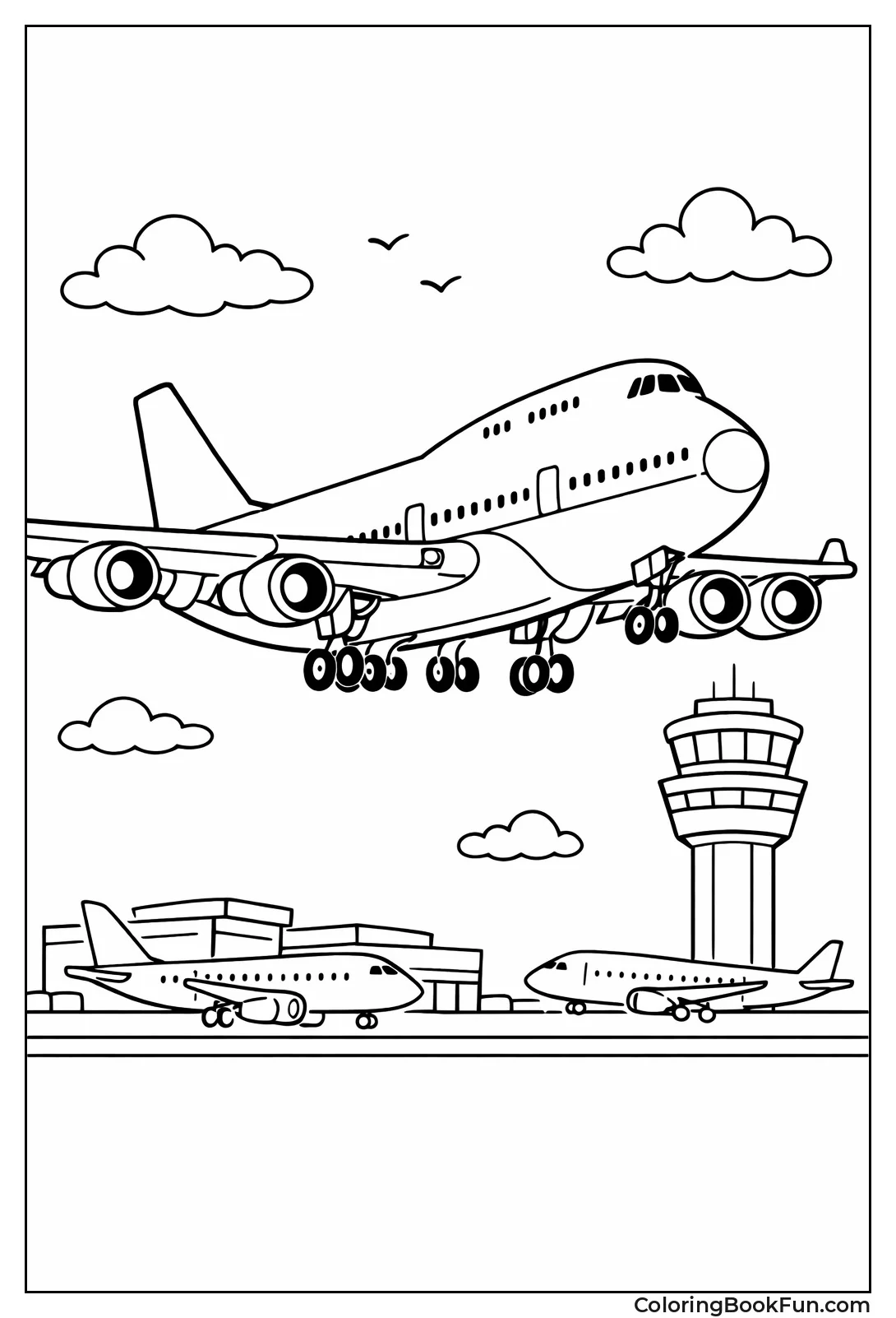 Jumbo Jet Lands at Airport