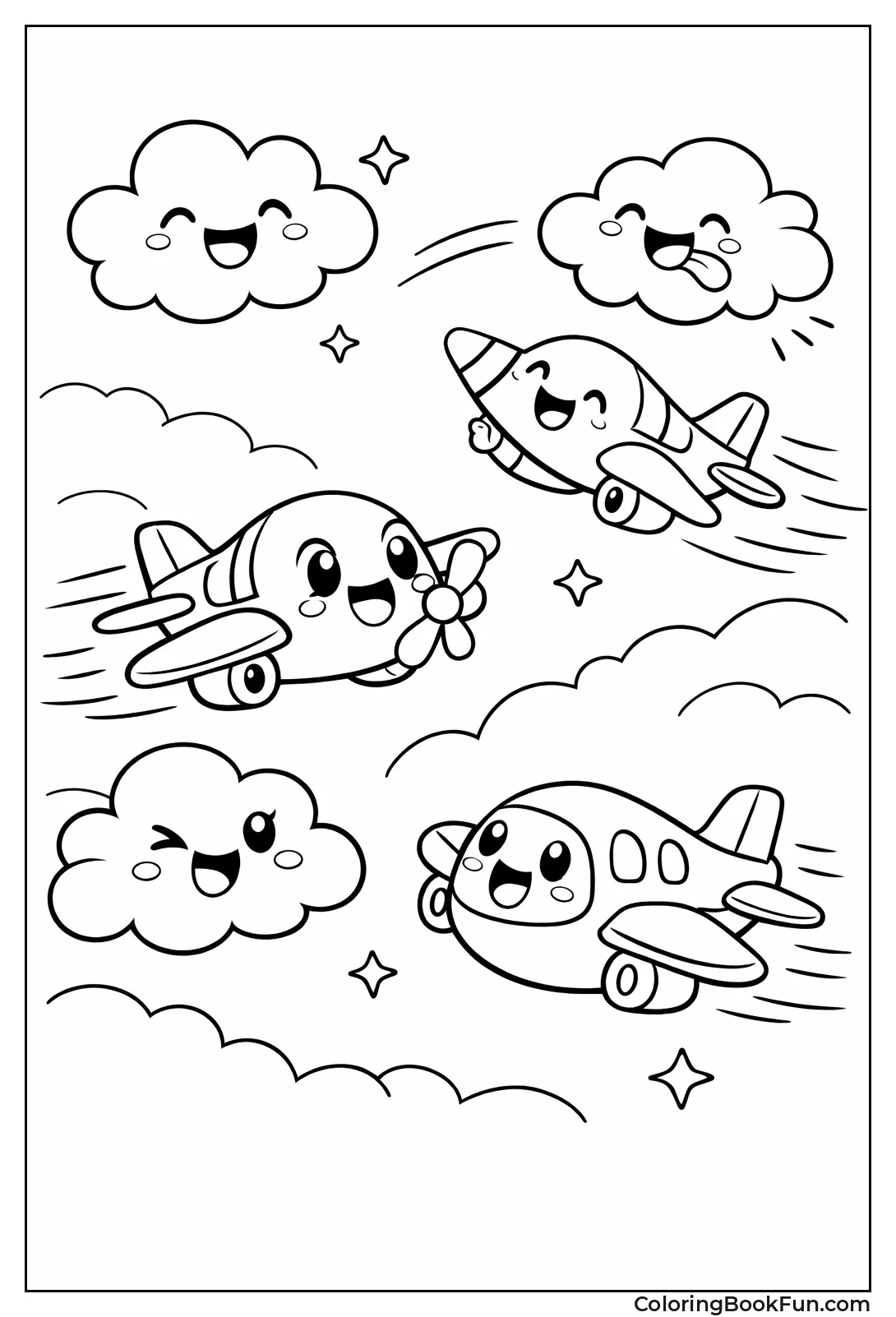 Chibi Airplanes Play with Clouds