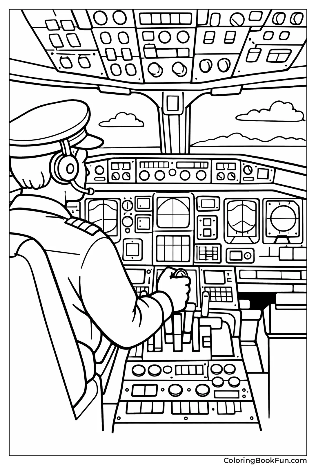 Pilot Flies in Detailed Cockpit