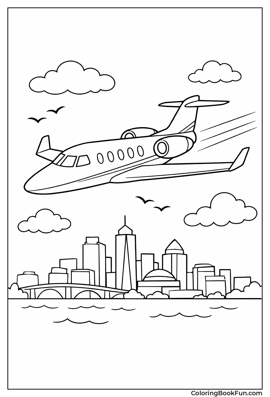 Sleek Private Jet over City