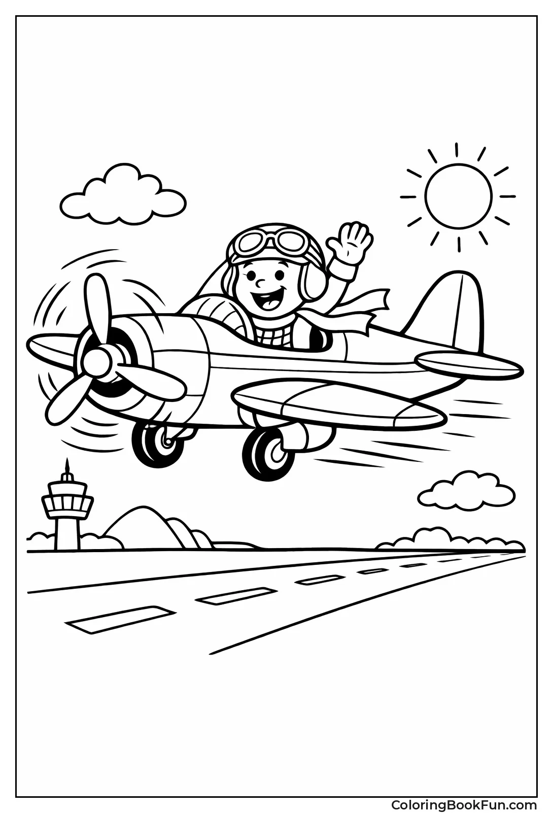 Propeller Plane Takes Off Runway