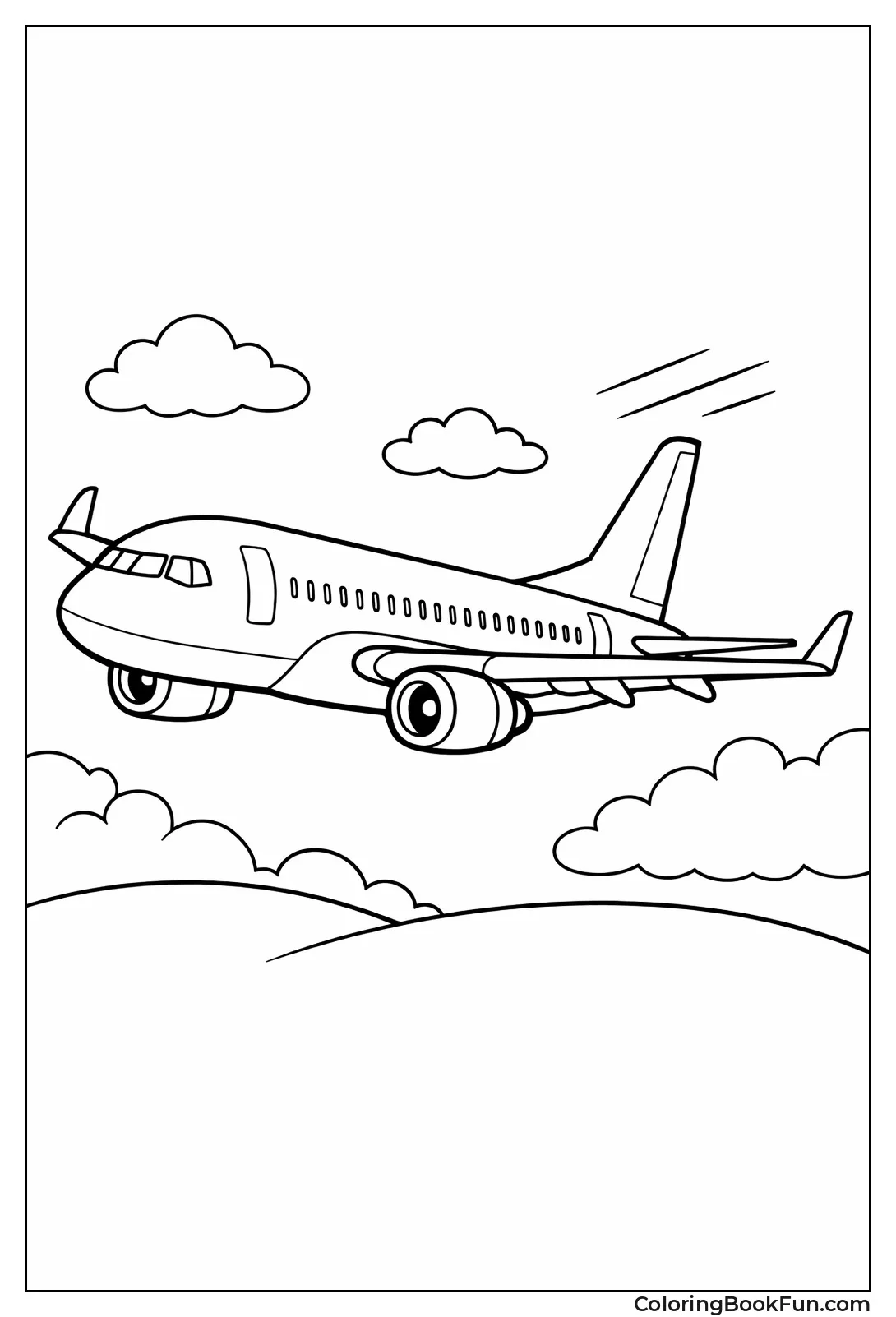 Realistic Jet Airliner in Flight