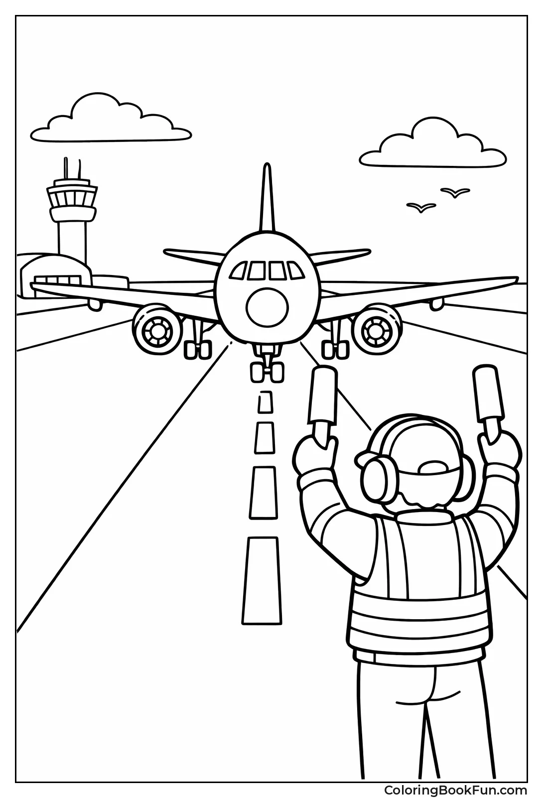 Airplane Taxis on Busy Runway