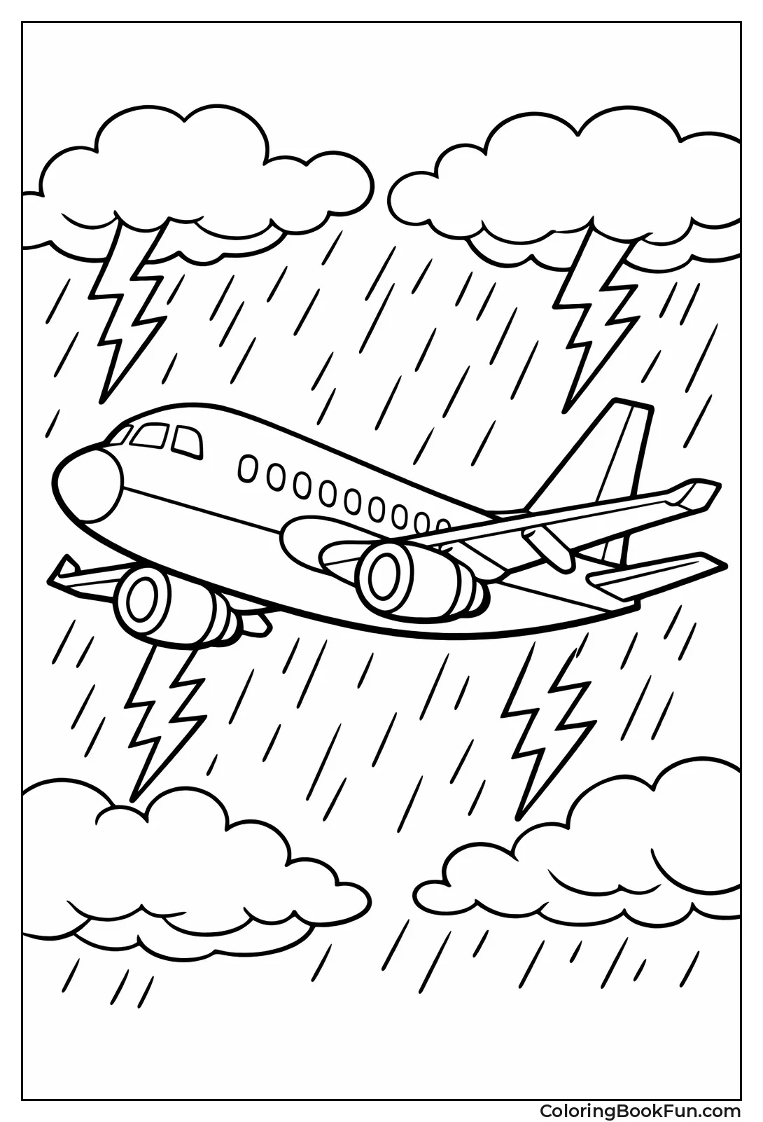 Plane Flies Through Stormy Thunder