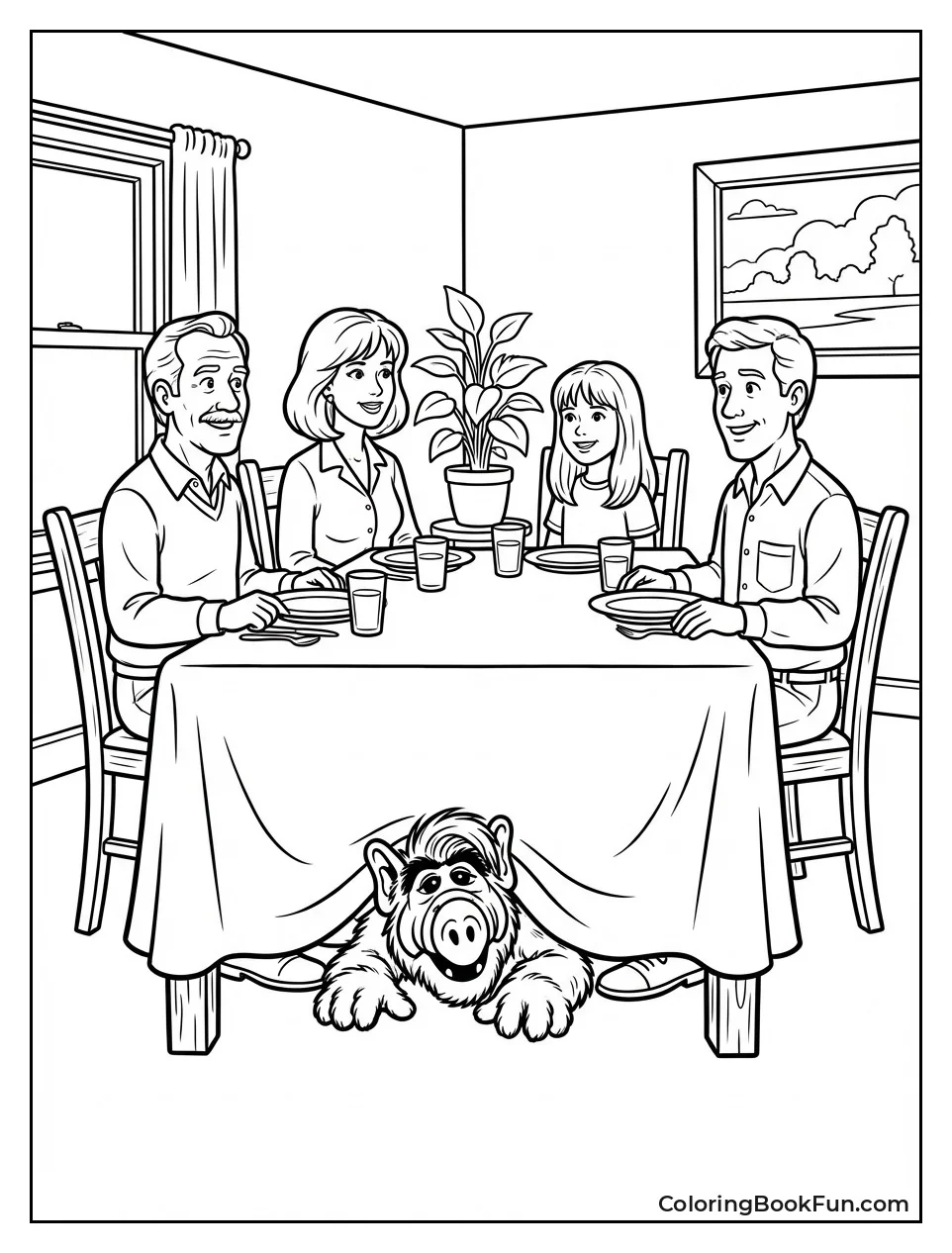 ALF Hides under Table