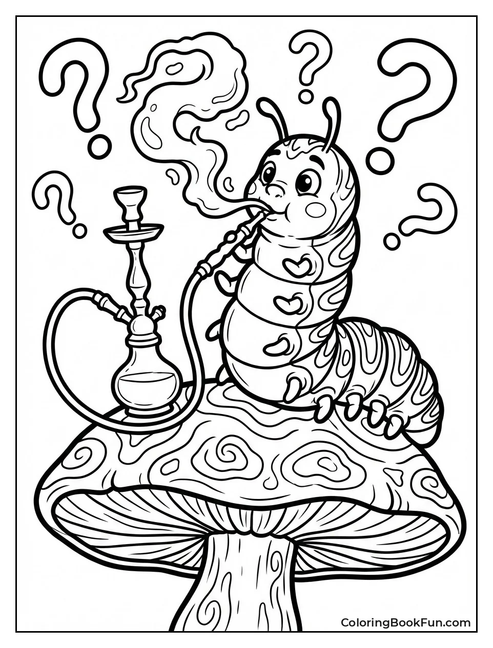 Caterpillar Smokes on Mushroom