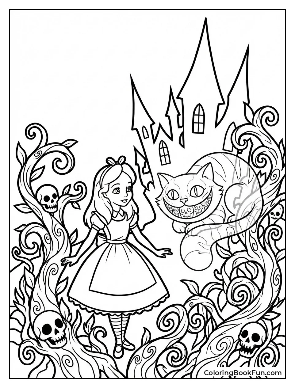 Gothic Cheshire Cat Grins Skull