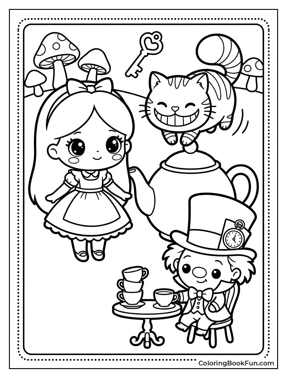 Kawaii Alice Hugs Fluffy Rabbit