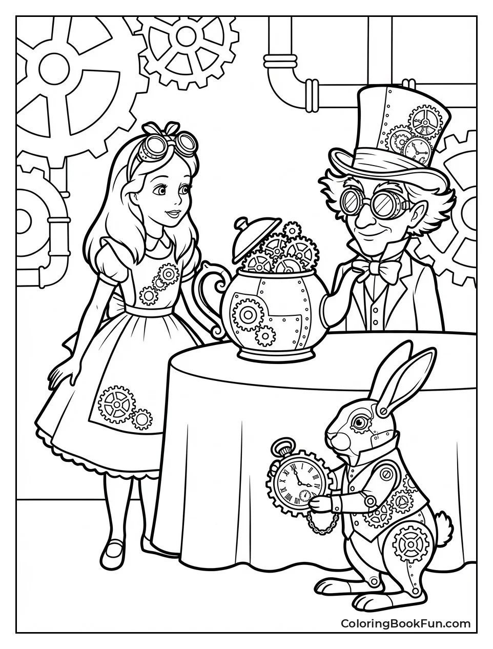 Steampunk Rabbit Winds Clock Gears