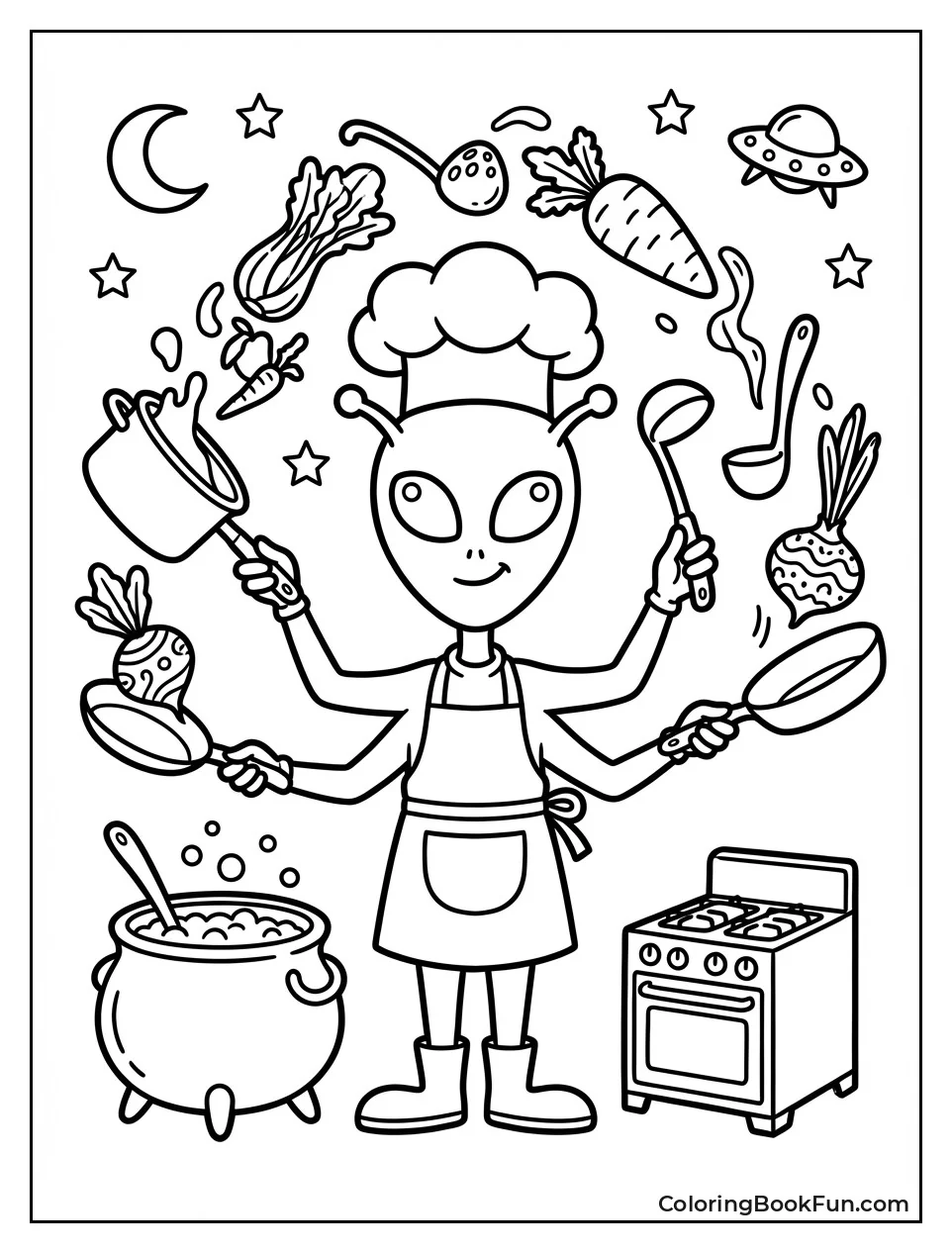 Four-Armed Chef Juggles Pots